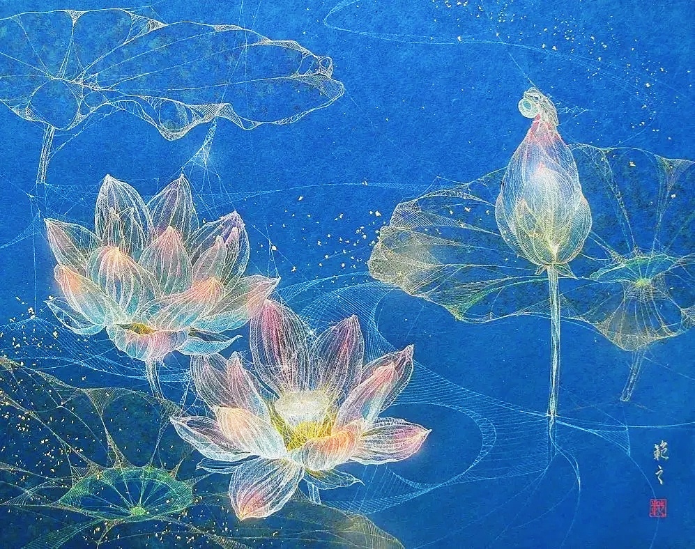 梦幻蓝色和白色的结合 By插画圈圈日本画家 小林範之 美图社区 美图秀秀