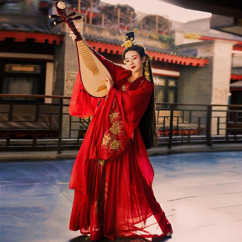 赤帝子彼岸花汉服女中国风超仙大袖衫魏晋风襦裙古装广袖流仙裙夏